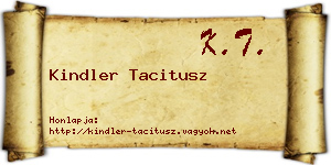Kindler Tacitusz névjegykártya